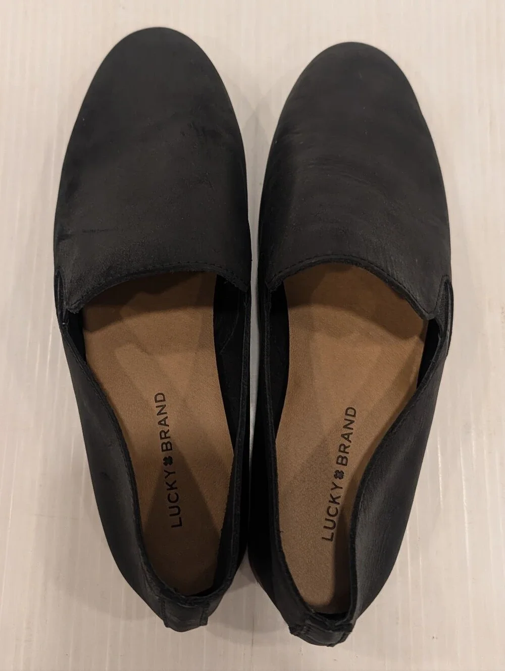 LUCKY BRAND Charsa2 Black Leather Slip-On Flats Loafers Size 7.5